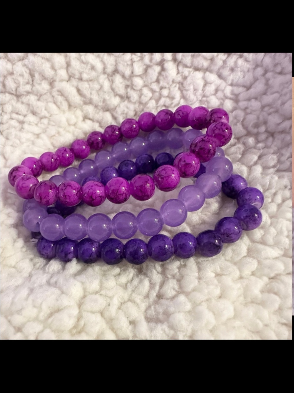 Purple Beaded Stretch Bracelet Set - Women Jewelry